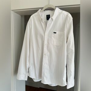 RVCA Men's Classic White Button Down Shirt